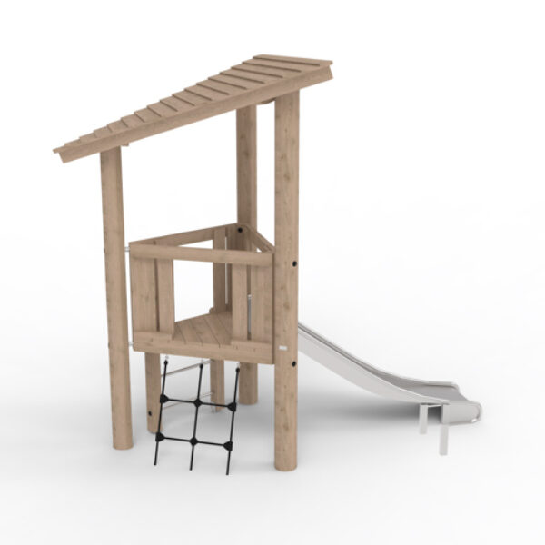 Speeltoren Platy Tri 950 Ro Speeltoren Robinia met RVS glijbaan