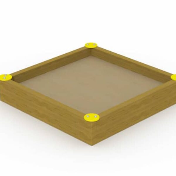 Zandbak in balken vierkant met 4 Zittingen