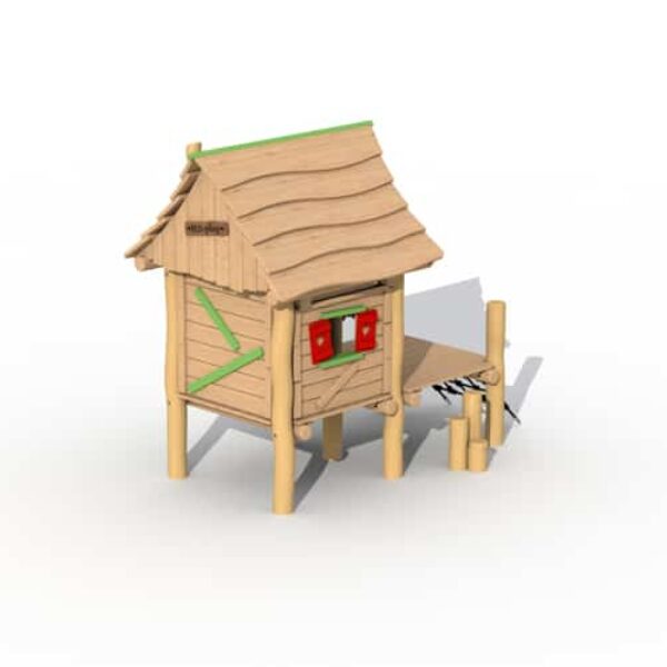 Houthakkershutje met Banken, Tafel, Stappalen & Terras