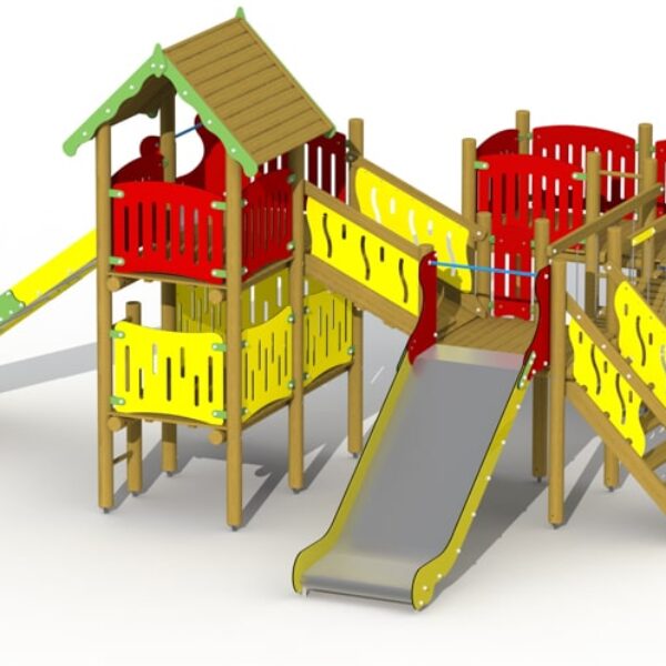 Combinatietoestel Elfenburcht met Lage & Hoge RVS Glijbaan