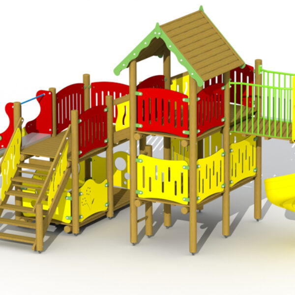 Klimtoestel Zeeroverskasteel met Spiraalglijbaan & Lage RVS Glijbaan