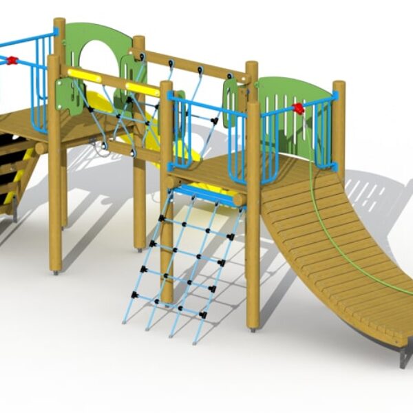 Klimtoestel Indianendorp met Netbrug & Kunststof Glijbaan