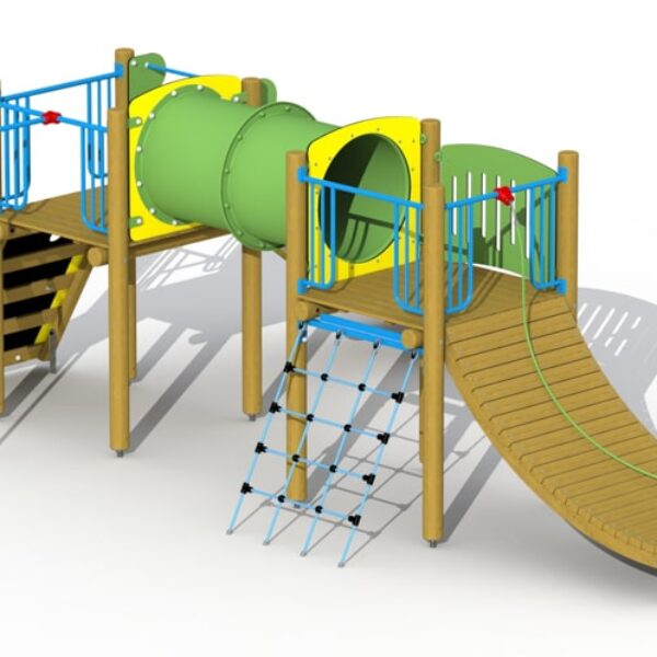 Klimtoestel Indianendorp met Kruiptunnel & RVS Glijbaan