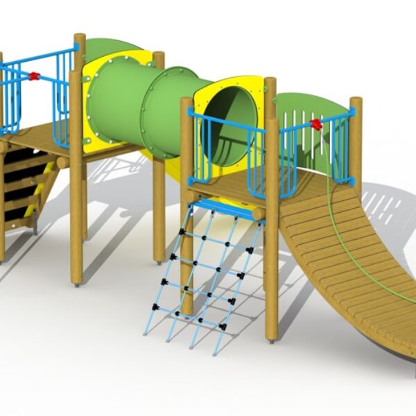 Klimtoestel Indianendorp met Kruiptunnel & Kunststof Glijbaan