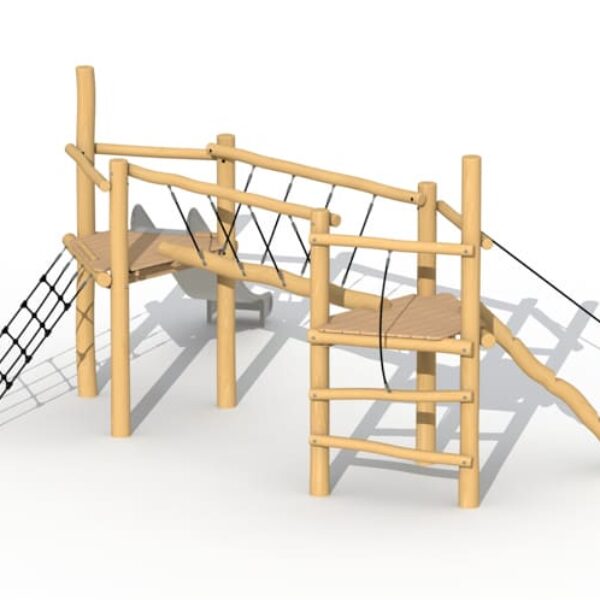 Balanceertoestel Robinia Keverbrugje (zonder dak, RVS glijbaan)