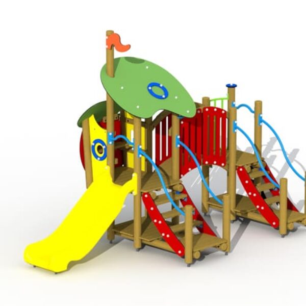 De Wolf en de zeven Geitjes met Gebogen Loopbrug en Kunststof Glijbaan