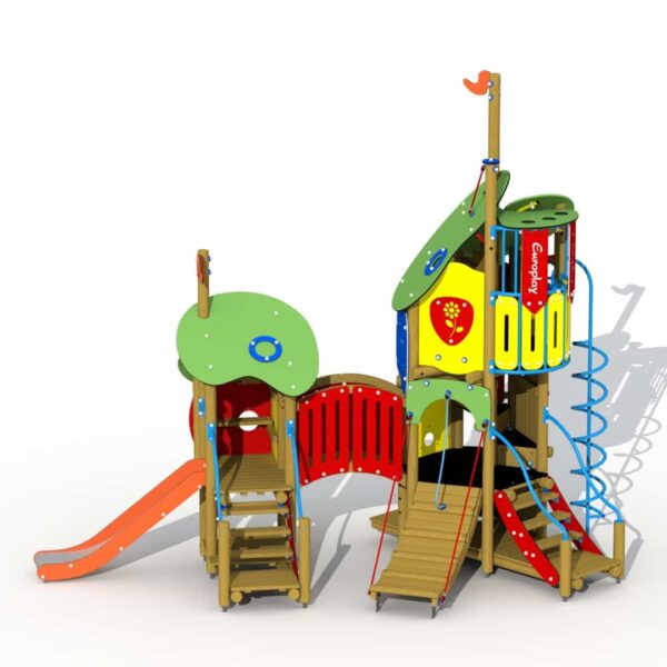 De Kikkerkoning met RVS glijbaan en Gebogen Loopbrug