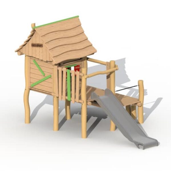 Boswachtershuisje met RVS Glijbaan