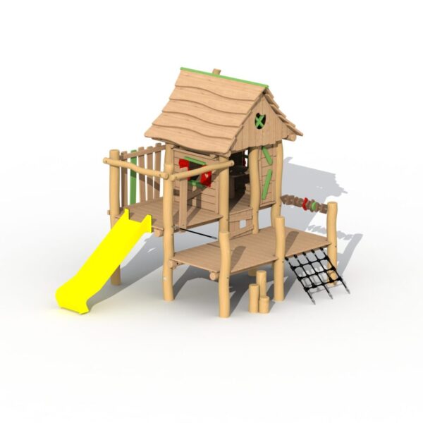 Boswachtershuisje met Kunststof Glijbaan