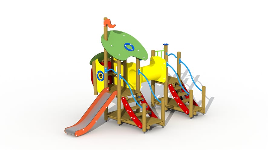 100230-f017a-vanee-europlay-de-wolf-en-de-zeven-geitjes-inox-glijbaan-met-kruiptunnel-combinatietoestel-a