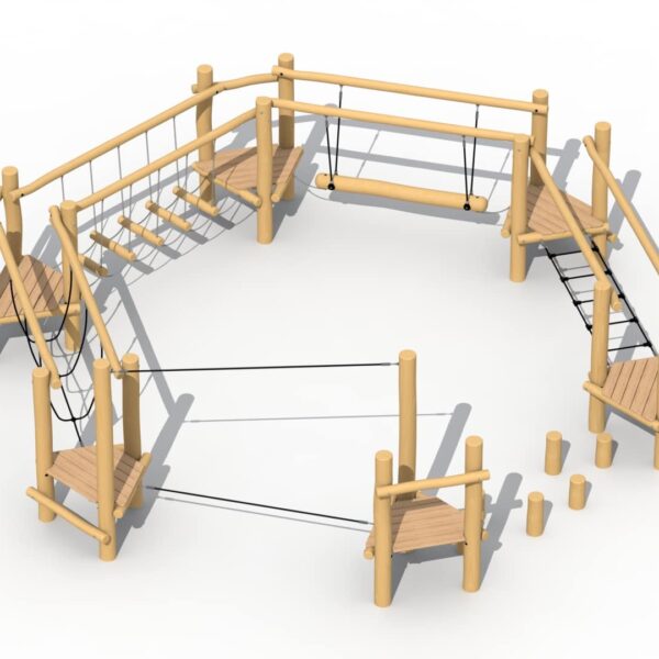 Behendigheidsparcours Cirkel met o.a. Evenwichtstouw en Touwbrug Robinia