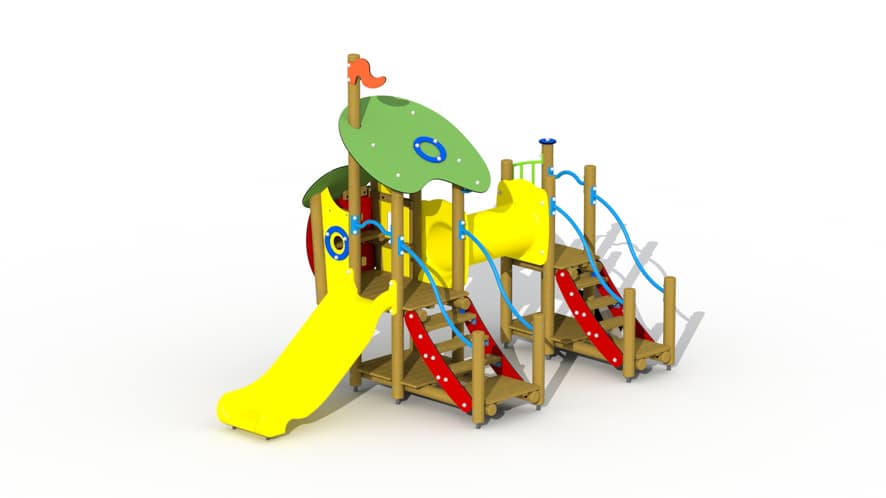 100232-f0171a-vanee-europlay-de-wolf-en-de-zeven-geitjes-kunststofglijbaan-met-kruiptunnel-combinatietoestel-e