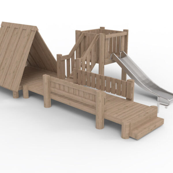 Combinatietoestel met Speelhuisje en Glijbaan