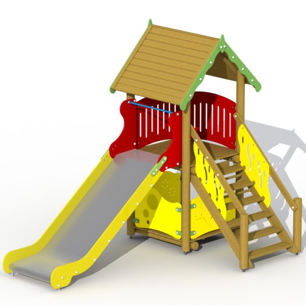 Glijbaanhuisje met RVS Glijbaan