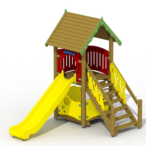 Klimtoestel Glijbaanhuisje met Kunststof Glijbaan