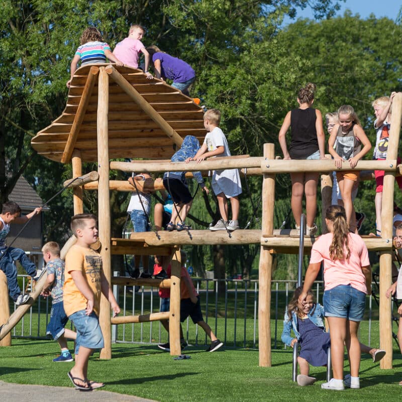 veel kinderen op toestel hout