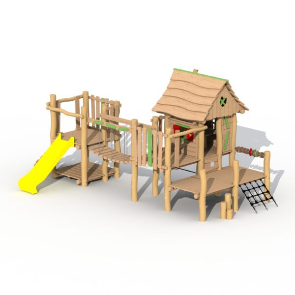 Speelhuisje Stropersbos met Kunststof Glijbaan Groen