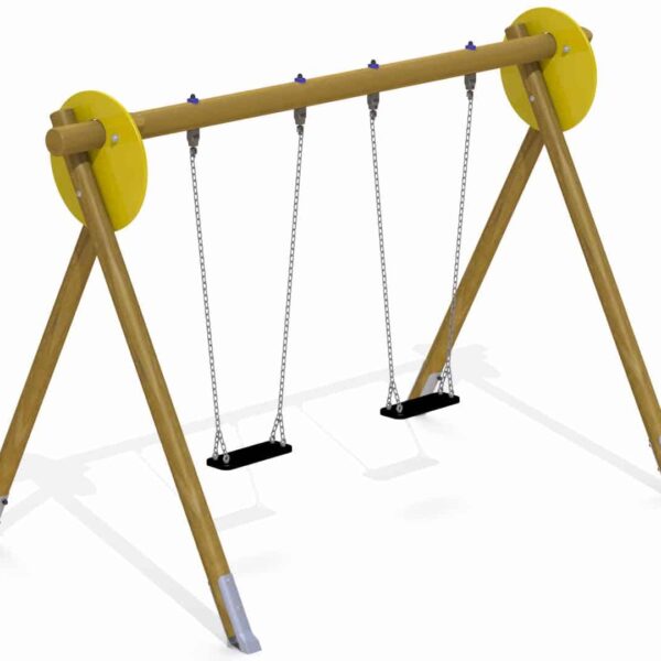 Schommel Klein Houten met 2 Rubberzittingen