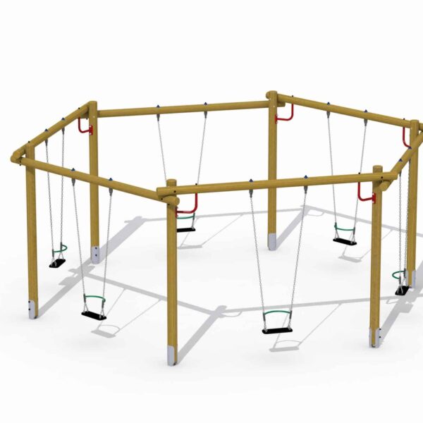 Familieschommel Zeshoekschommel met Rubberzittingen