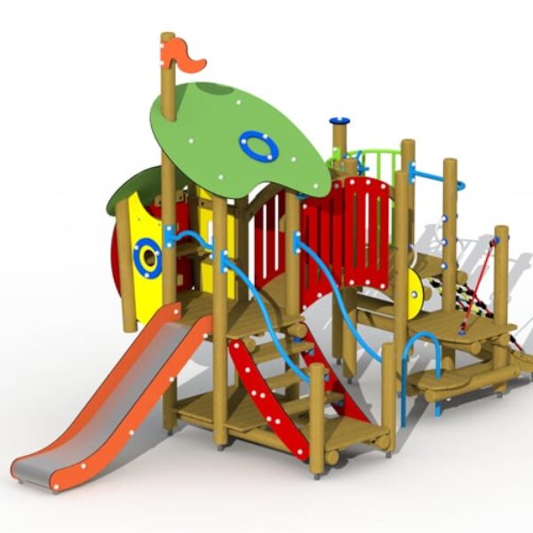 Belle en het Beest met Gebogen Brug en RVS Glijbaan