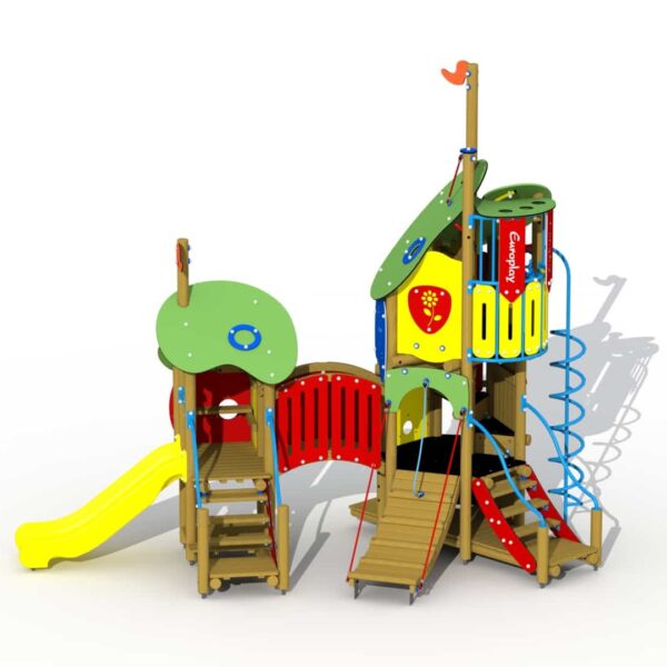 De Kikkerkoning met Gebogen Loopbrug en Kunststof Glijbaan