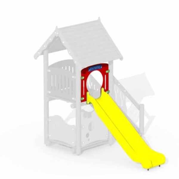 Glijbaan kunsstof + opvulwand houtstructuur