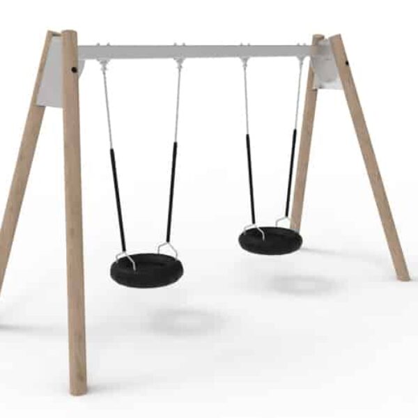 Dubbele Schommel Bandenzittingen Robinia met Stalen Frame