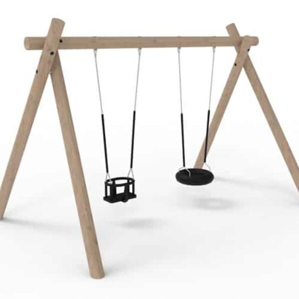 Dubbele Schommel met Banden- en Babyzitting Robinia