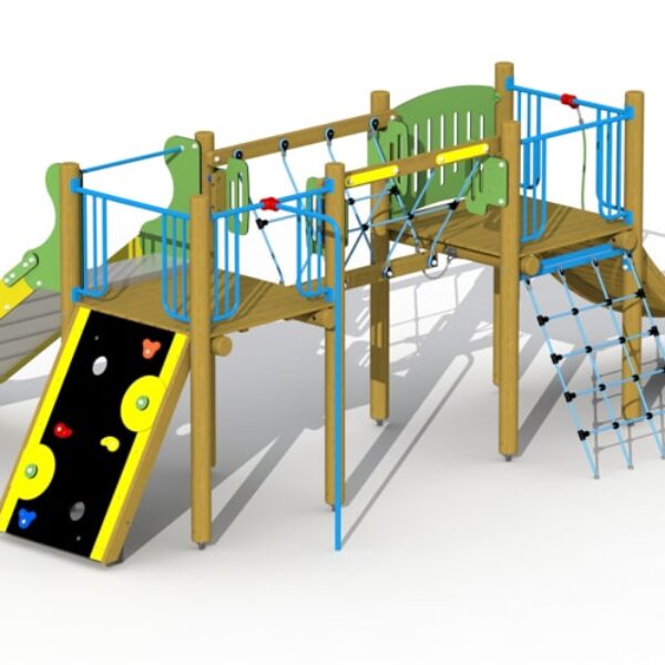 Klimtoestel Indianendorp met Netbrug & RVS Glijbaan